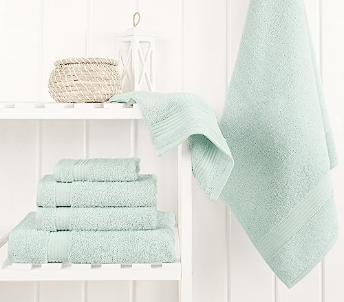 Cotton Paradise 6 Piece Towel Set, 100% Turkish Cotton Soft Absorbent Towels for Bathroom, 2 Bath Towels 2 Hand Towels 2 Washcloths, Mint Towel Set