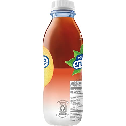 Snapple Zero Sugar Peach Tea, 16 fl oz recycled plastic bottle, Pack of 12