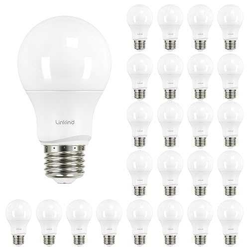 Linkind Dimmable A19 LED Light Bulbs, 60W Equivalent, E26 Base, 5000K Daylight, 9.5W 840 Lumens 120V, UL Listed FCC Certified, Pack of 24