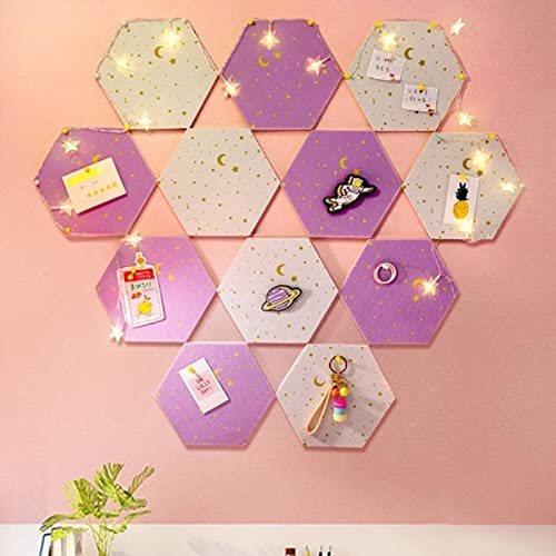 Adhesive Hexagon Pin Board Bulletin Board Girls Room Decor College Dorm Room Essentials for Girls Things for Teen Girls Room Purple 1PCS