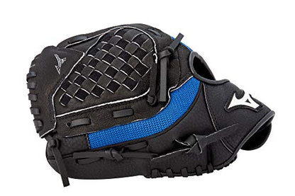 Mizuno GPP1050Y3RY Prospect Series PowerClose Baseball Gloves, 10.5", Left Hand Throw, Black/Royal Tartan Flex Web