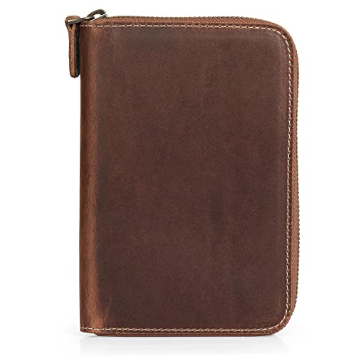 Londo Genuine Leather Padfolio with Pencil Holder Notepad and Zipper Closure (Cinnamon)