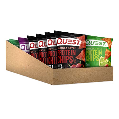 Quest Nutrition Tortilla Style Protein Chips, Spicy Variety Pack, Chili Lime, Hot & Spicy, & Spicy Sweet Chili, 12 Count (3 Each Flavor)