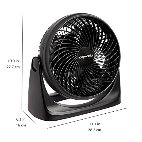 Amazon Basics 3 Speed Small Room Air Circulator Fan, 7-Inch Blade, Black, 6.3"D x 11.1"W x 10.9"H