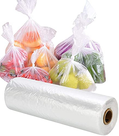 RyhamPaper Food Storage Bags, 1 Roll 12 x 16 Plastic Produce Bag on a Roll Fruits, Vegetable, Bread, Food Storage Clear Bags, 350 Bags