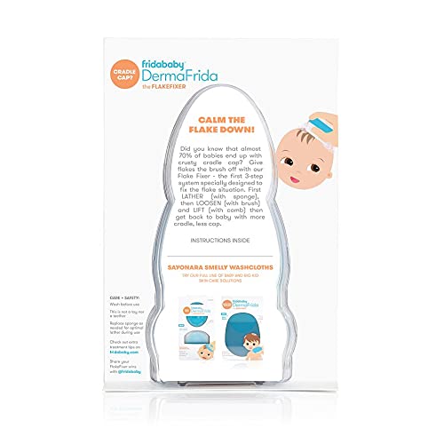 Frida Baby The 3-Step Cradle Cap System | DermaFrida The FlakeFixer | Sponge, Brush, Comb and Storage Stand for Babies with Cradle Cap