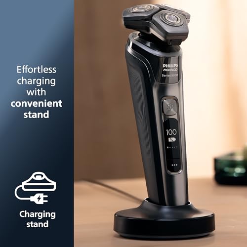 Philips Norelco 9800 Rechargeable Wet & Dry Electric Shaver with Quick Clean, Travel Case, Pop up Trimmer, Charging Stand, S9987/85