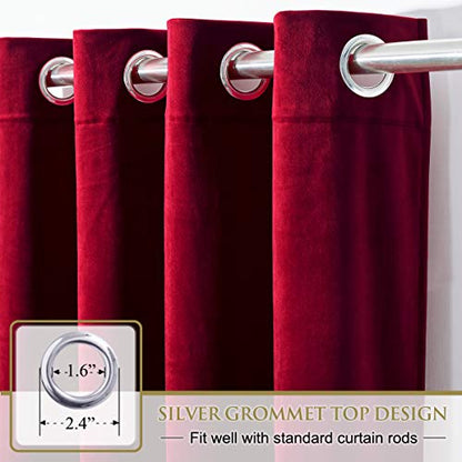 StangH Theater Velvet Curtains Red - Winter Season Decor Soft Thick Velvet Drapes Sunlight Dimming Privacy Protect Panels for Master Bedroom/Halloween, 52 x 84 inches, 2 Panels