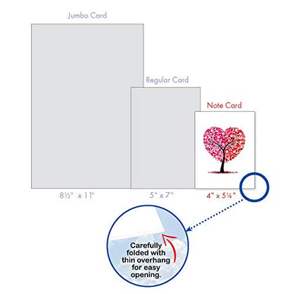 The Best Card Company - 20 Assorted Valentine's Day Hearts Cards Bulk (4 x 5.12 Inch) - Boxed Greetings (10 Designs, 2 Each) - Love Trees AM3185VDG-B2x10