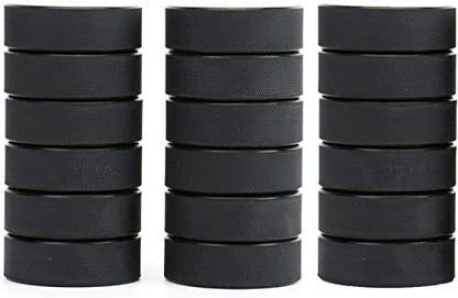 Faswin 18 Pack Ice Hockey Puck with 2 Reusable Mesh Bag, Official Regulation, Diameter 3", Thickness 1", 6oz, Black