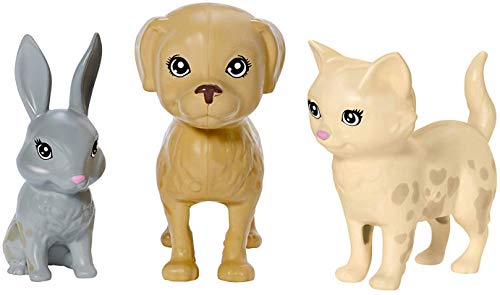 Barbie Play 'N Wash Pets Doll & Playset with 3 Color-Change Animals & 10 Accessories, Blonde Doll with Blue Eyes