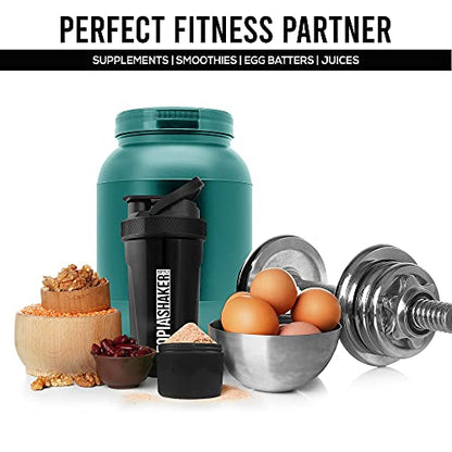 Utopia Home 2-Pack Shaker Bottle - 24 Ounce Protein Shaker Plastic Bottle for Pre & Post workout with Twist and Lock Protein Box Storage(All Black & Clear/Black)