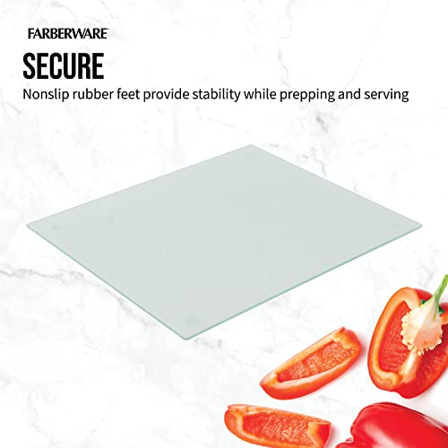 Farberware Large Utility Cutting Board, Dishwasher-Safe Tempered Glass Kitchen Board with Non-Slip Feet, Scratch Resistant, Heat Resistant, Shatter Resistant, 12-Inch-by-14-Inch, Clear