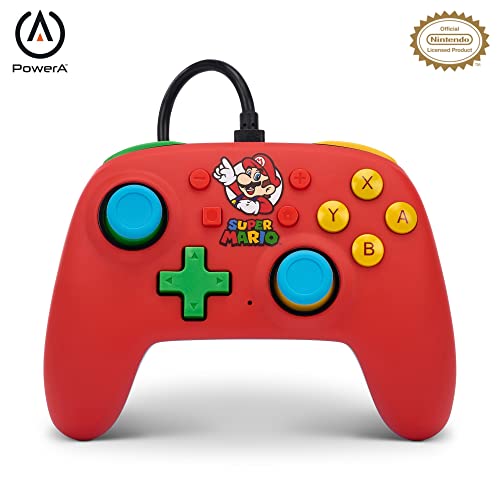 PowerA Nano Wired Controller for Nintendo Switch - Mario Bros., Comfortable Ergonomics, Officially licensed for Nintendo Switch and Nintendo Switch Lite