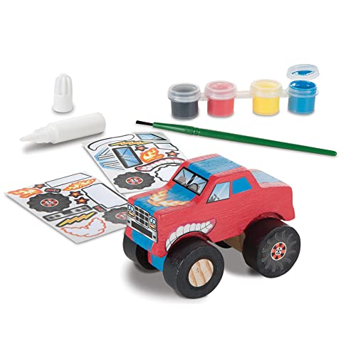 Melissa & Doug Decorate-Your-Own Wooden Craft Kits Set - Race Car and Monster Truck