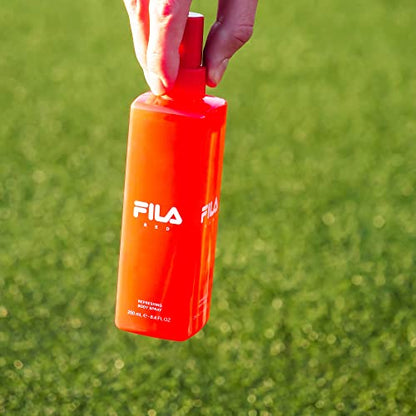 FILA RED for Men - Classic, Intense, Long Lasting Men's Fragrance For Day And Night Wear - Notes Of Bergamot, Lemon, Lime, Jasmin, And Sandalwood - Streamlined, Portable Bottle Design - 8.4 Oz