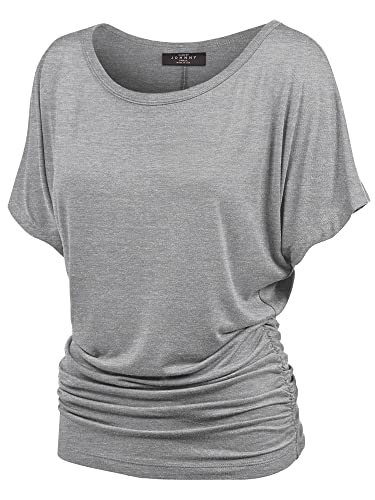 MBJ WT817 Womens Dolman Drape Top with Side Shirring XL Heather_Grey