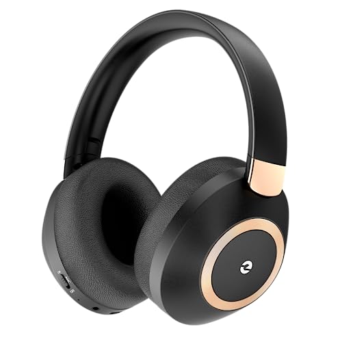 EAORUL Active Noise Cancelling Headphones, 100H Playtime Headphones Wireless Bluetooth, Bluetooth Headphones with Microphone, Over- Ear Wireless Headphones with Deep Bass for Travel (Black)