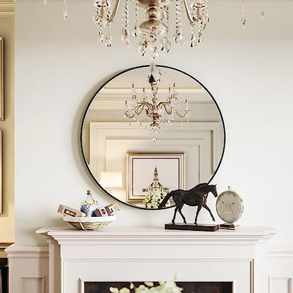 Growsun Black Round Mirror 21 inch Circle Mirror for Bathroom, Vanity, Bedroom, Home Decor