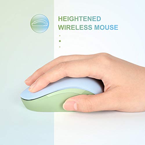 seenda Wireless Mouse, 2.4G Noiseless Mouse with USB Receiver Portable Computer Mice for PC, Tablet, Laptop - Light Blue&Olive Green