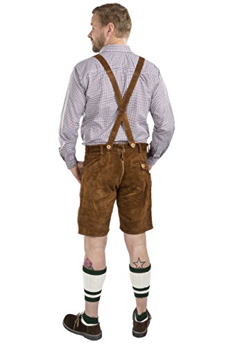 Schöneberger Trachten Couture Men Oktoberfest German Lederhosen Leather Shorts Alpenjäger (US:34"/EU:50) Medium Brown