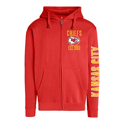 Junk Food Clothing x NFL - Kansas City Chiefs - MVP Zip Hoodie - Unisex Adult Full Zip Hooded Sweatshirt for Men and Women - Size Large