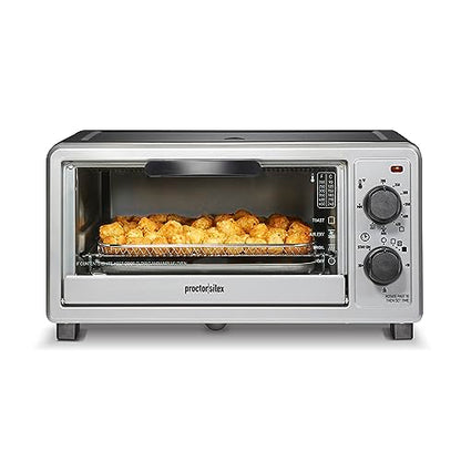 Proctor Silex Simply-Crisp Toaster Oven Air Fryer Combo with 4 Functions Including Convection, Bake & Broil, Fits 4 Slices or 12” Pizza, Auto Shutoff, Black (31265)