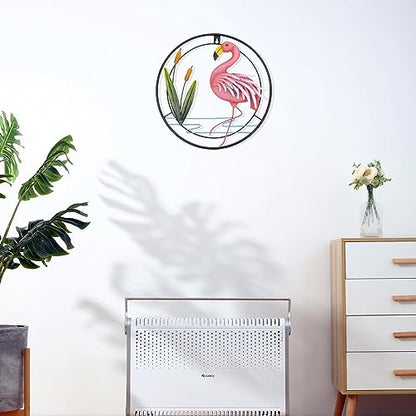 huangpai Metal Flamingo Wall Art, Porch Front Door Wall Decor, Room, Outdoor, Club, Bars, Front Door, Metal Hanging Wall Art Décor