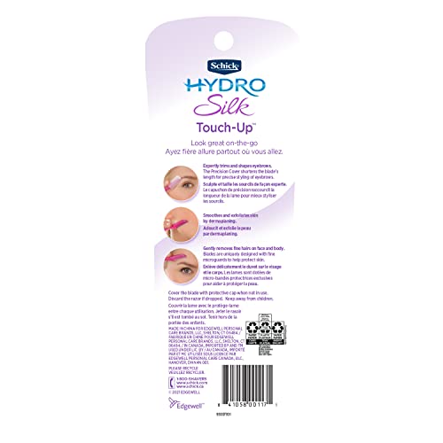 Schick Hydro Silk Touch-Up Exfoliating Dermaplaning Tool, Face & Eyebrow Razor with Precision Cover- 3 Count | Dermaplaning Razor For Women