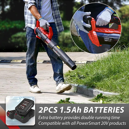 PowerSmart  20V Cordless Handheld Leaf Blower with 2 batteries and charger,PS76154A