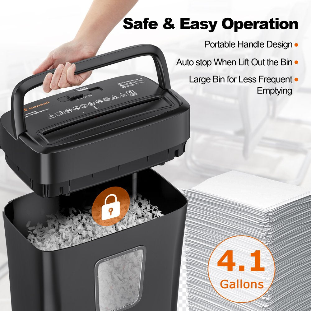 Paper Shredder 8-Sheet Cross Cut Shredder with 4.1 Gallon Wastebasket