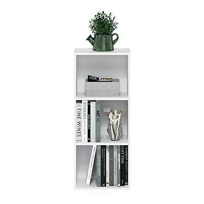 Furinno 11003WH 3 - Tier Open Shelf Bookcase, White Color - 12" W x 31.5" H x 9.3" D