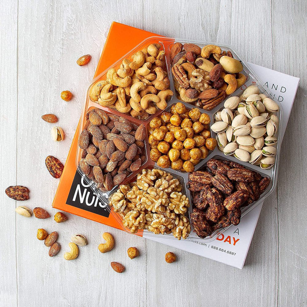 Oh! Nuts Gourmet Gift Box with 7 Variety Roasted Salted Nuts Healthy Snacks, 1.8 lb