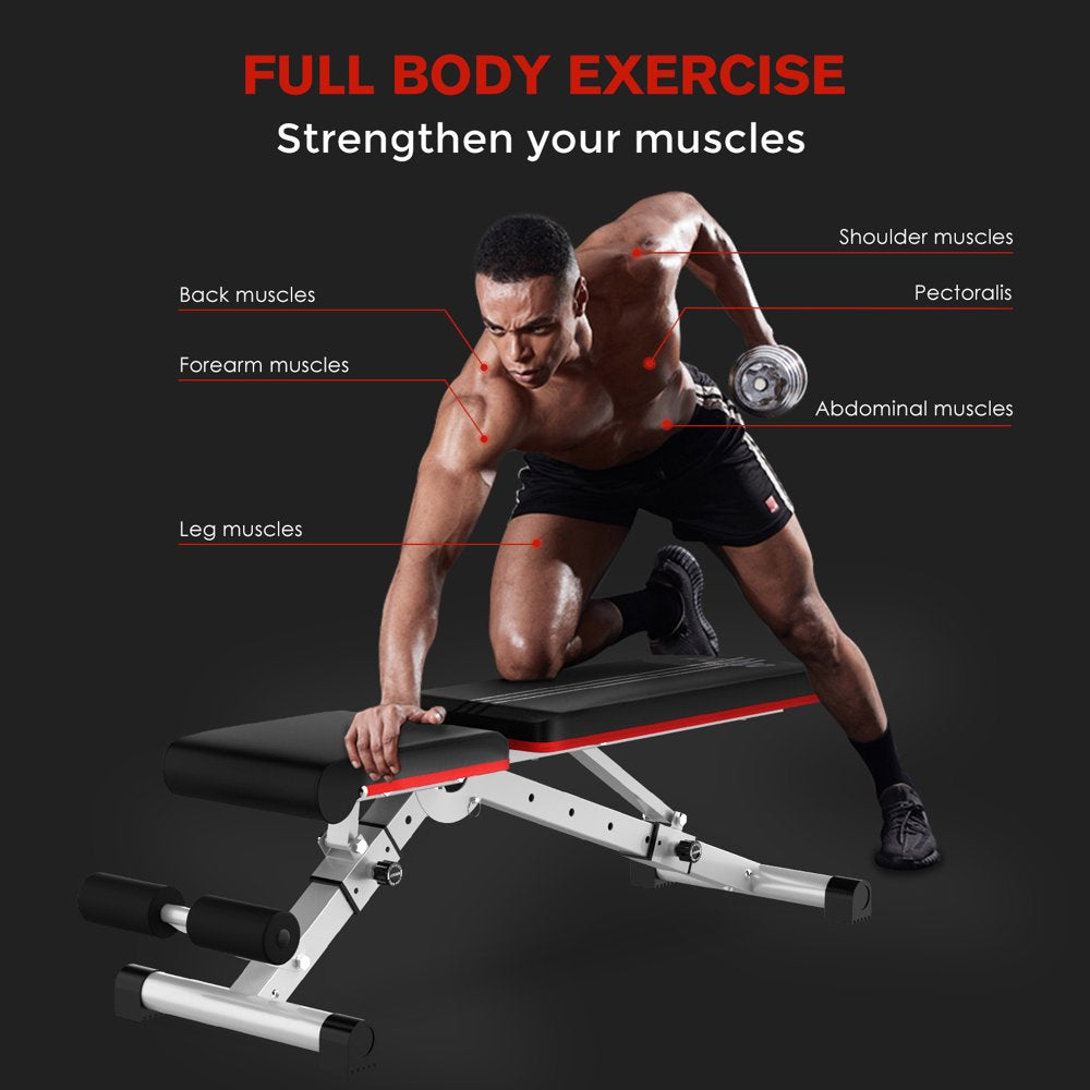 Dumbbell Bench Workout Foldable Weight Bench 600 lbs with 6 Incline Adjustable and Thickened 5 Layer Structure gym bench Strength Training Bench for Home Training