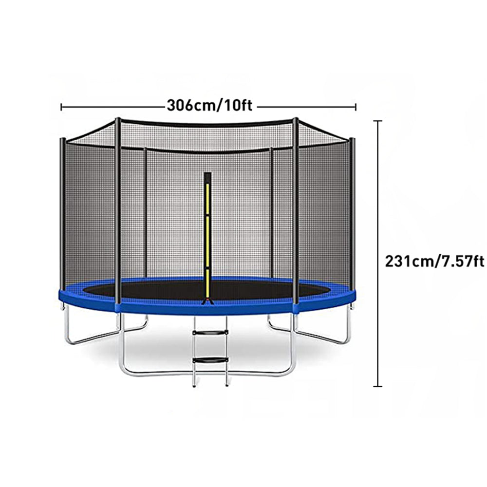 Doufit 10FT Trampoline Jump Recreational Backyard Trampolines Weight Capacity 330lbs with Safe Enclosure Net for 3-4 Kids Adults Indoor Outdoor, ASTM Approved