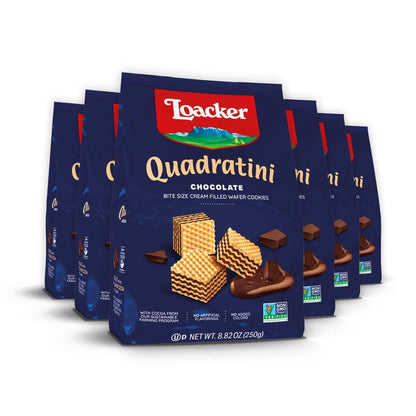 Quadratini Hazelnut, NON-GMO Bite-size Wafer Cookie, 8.82 oz, pack of 6