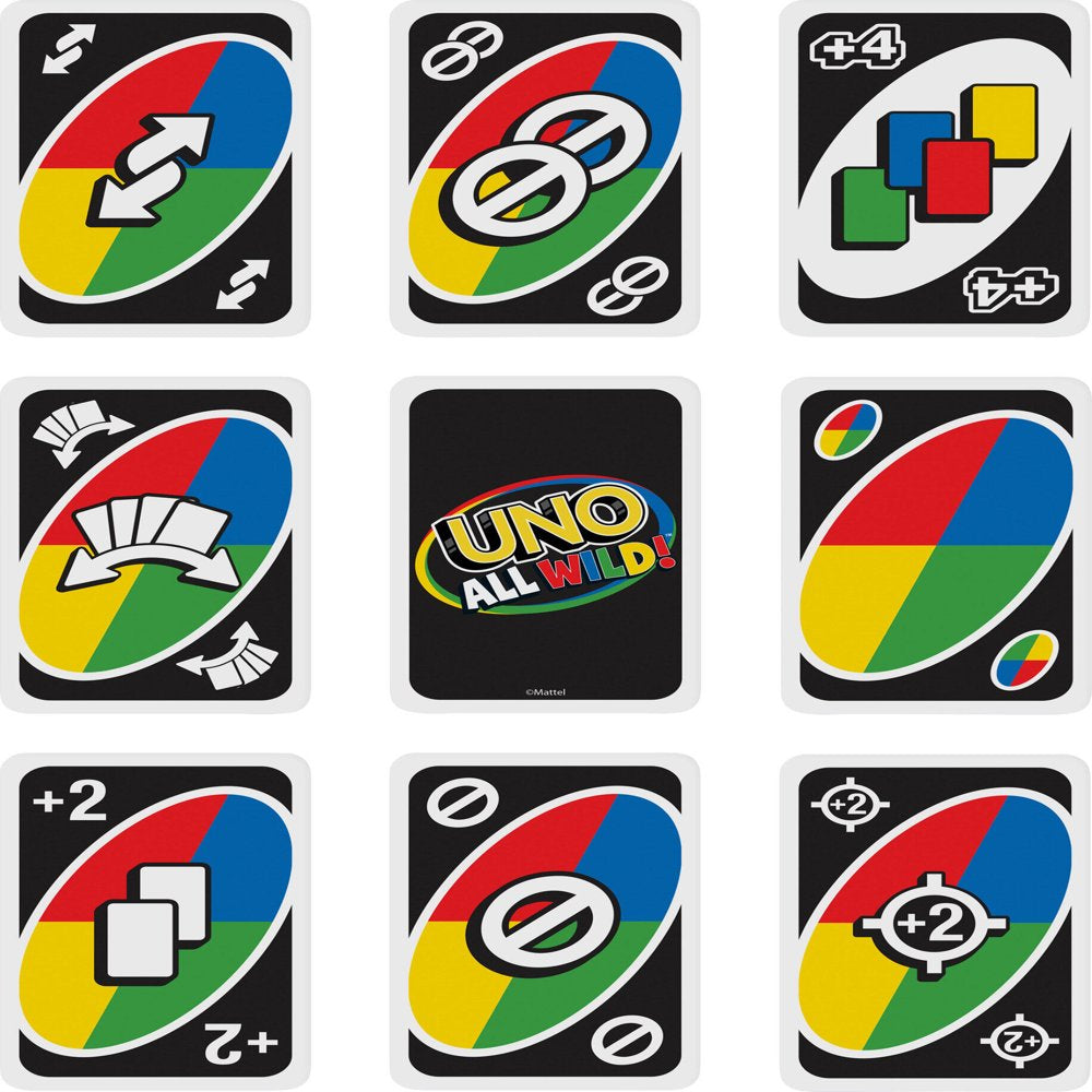 UNO All Wild Card Game for Family Night, No Matching Colors or Numbers Because All Cards Are Wild