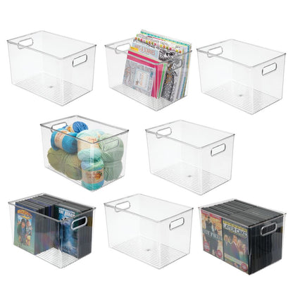 Mdesign Plastic Household Cubby Storage Organizer Container Bin - 8 Pack - Clear