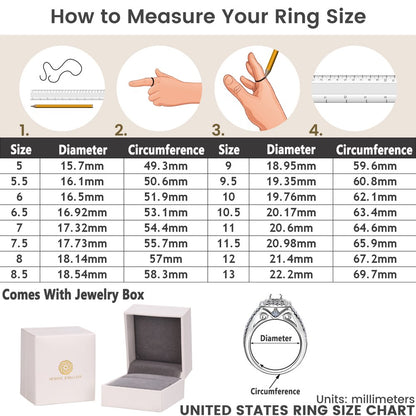 Newshe Wedding Rings for Women Engagement Ring Enhancer Band Bridal Set Sterling Silver 1.8Ct Cz Size 7