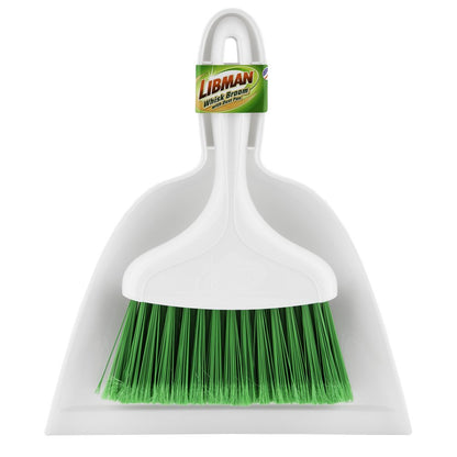 Libman Green and White Polypropylene & PET Dust Pan with Whisk Broom Set