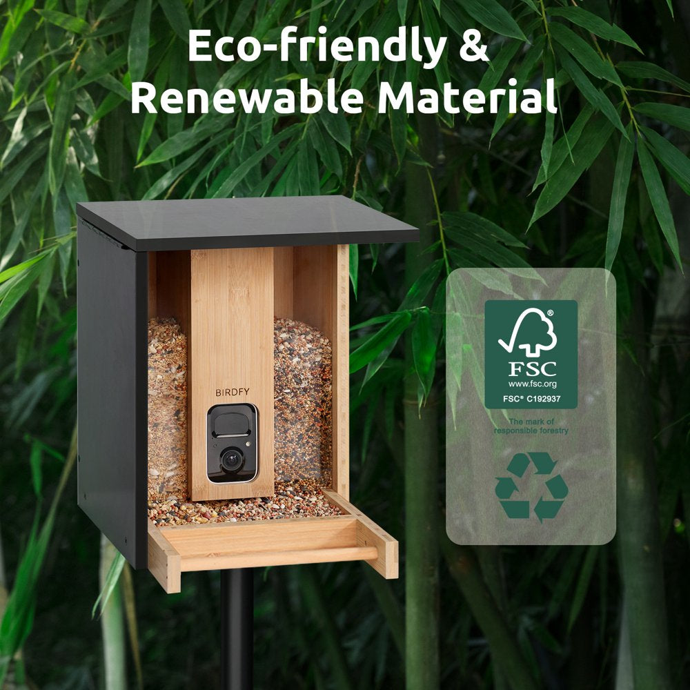 Bird Feeder with Camera, Netvue Birdfy Upgrade Smart Feeder Bamboo Ideal Gift for Bird Lover Natural(Lite+Solar)