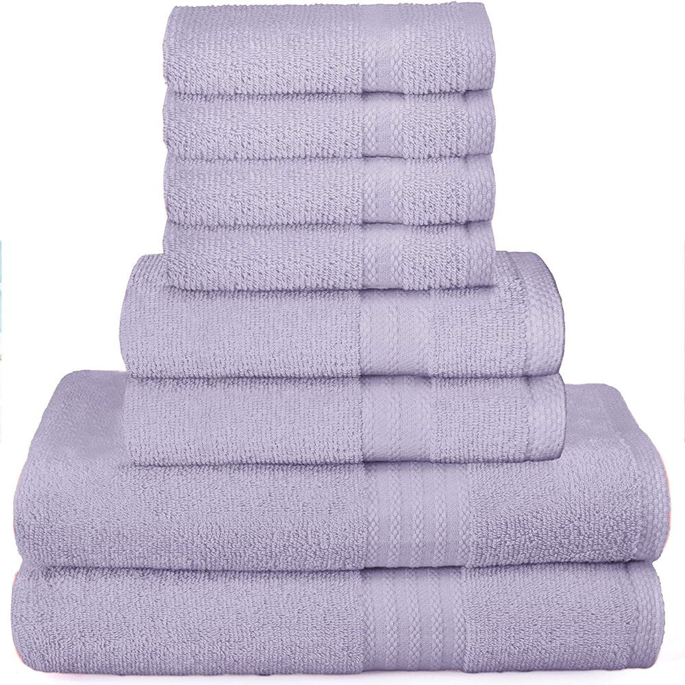 GLAMBURG Ultra Soft 8-Piece Towel Set - 100% Pure Ringspun Cotton, Contains 2 Oversized Bath Towels 27x54, 2 Hand Towels 16x28, 4 Wash Cloths 13x13 - Ideal for Everyday use, Hotel & Spa - Black