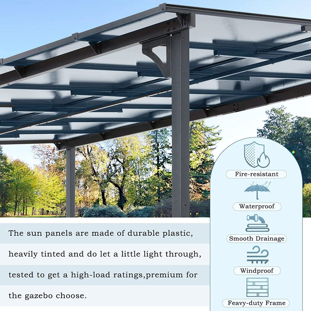 AECOJOY 10' x 14' Hardtop Gazebo Outdoor Aluminum Pergola for Garden, Patio, Backyard-Gray