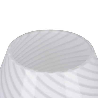 8" Glass Mushroom Lamp, White Stripe, Glossy Finish