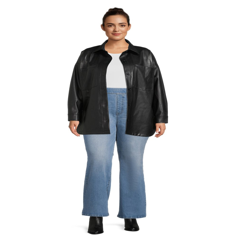  Juniors Plus Size Faux Leather Shacket