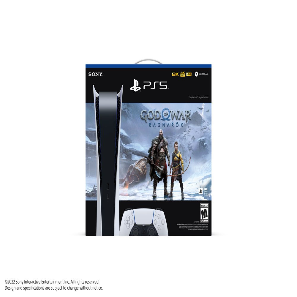 PlayStation 5 Digital Edition God of War Ragnarok Bundle + PlayStation 5 DualSense Wireless Controller – Gray Camouflage