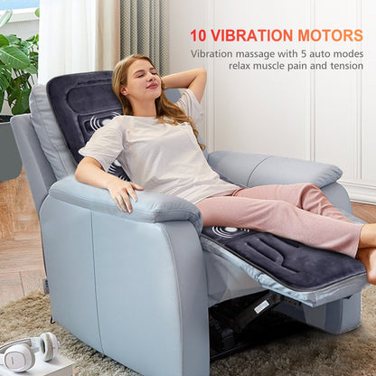 Comfier Full Body Seat Cushion Massager Mat with Heat Massage Chair Pad with 10 Vibration Motors & 2 Therapy Heating pad