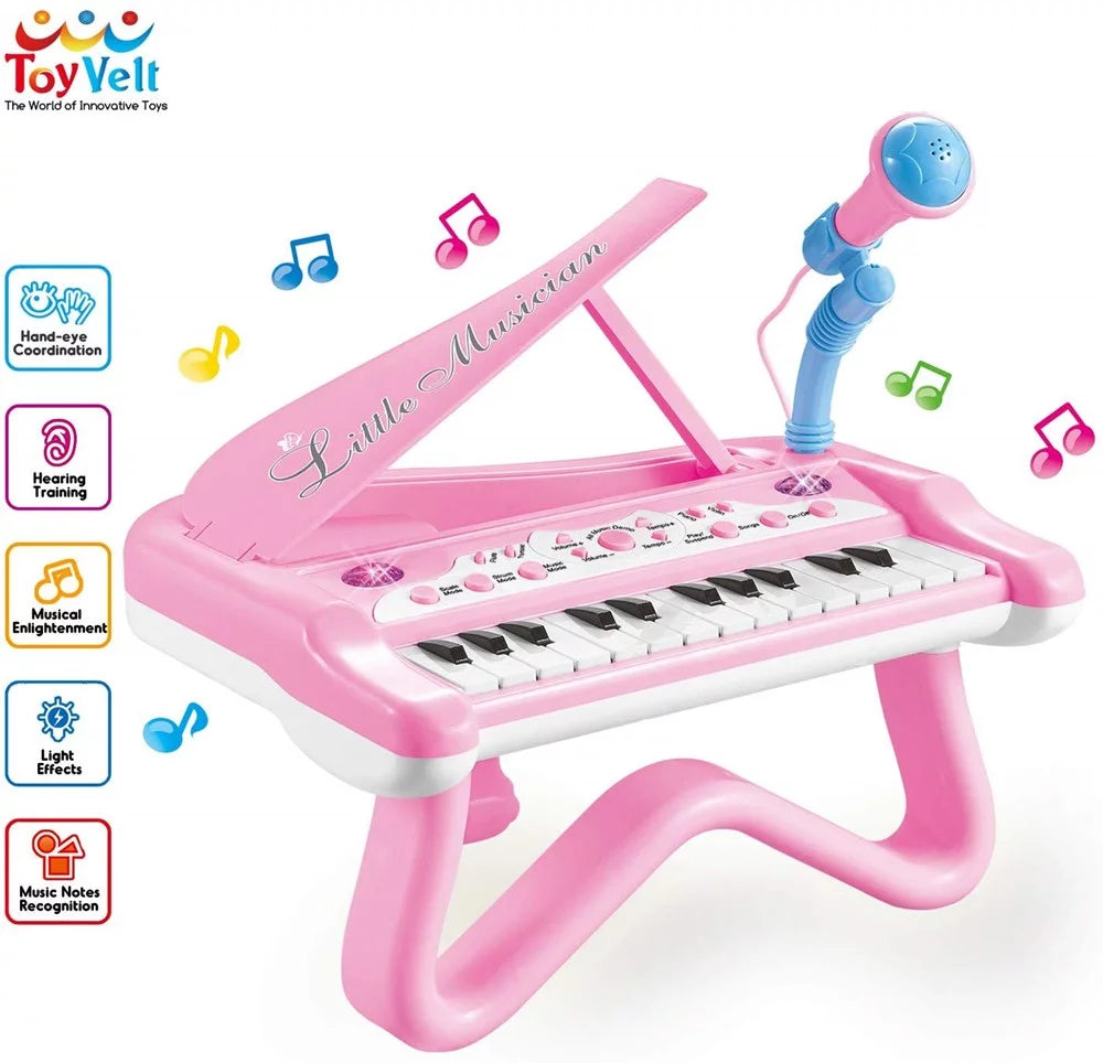 ToyVelt Toy Piano for Toddler Girls – Cute Piano for Kids with Built-in Microphone & Music Modes - Best Birthday Gifts for 3 4 5 Year Old Girls – Educational Keyboard Musical Instrument Toys