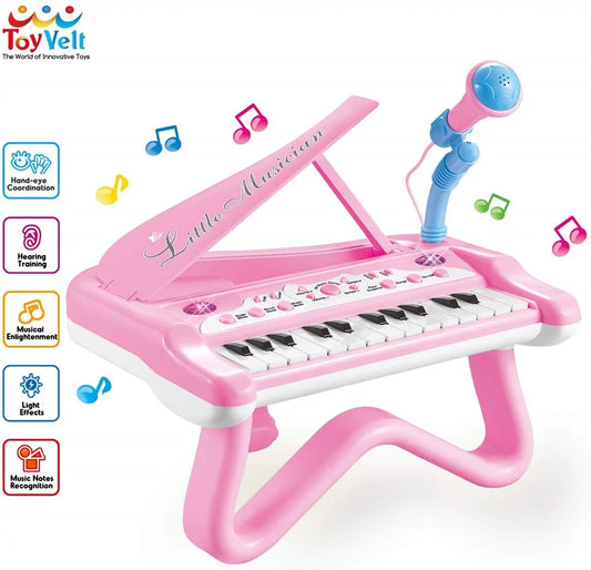 ToyVelt Toy Piano for Toddler Girls – Cute Piano for Kids with Built-in Microphone & Music Modes - Best Birthday Gifts for 3 4 5 Year Old Girls – Educational Keyboard Musical Instrument Toys