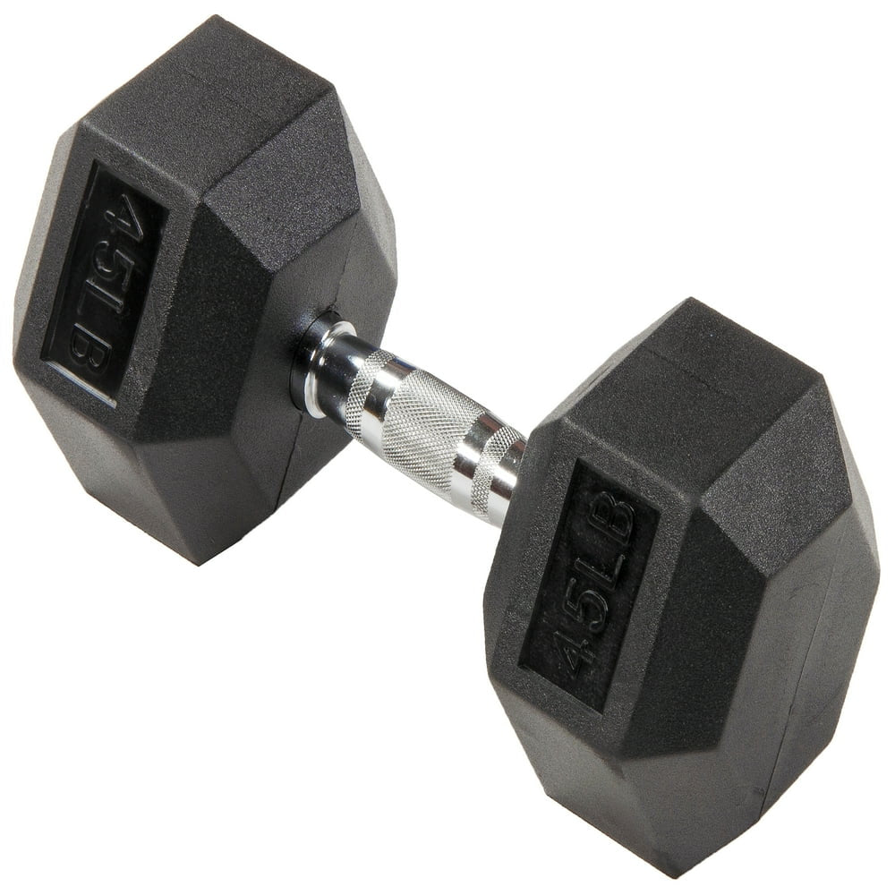 BalanceFrom Rubber Encased Hex Dumbbell, 35LBs, Single